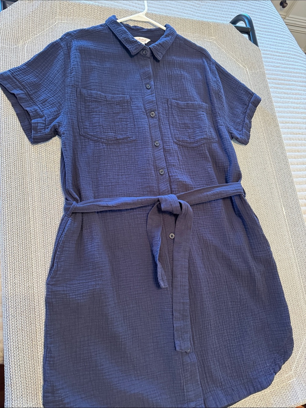 Vintage Weatherproof Navy Blue Button-Front Gauze Top
